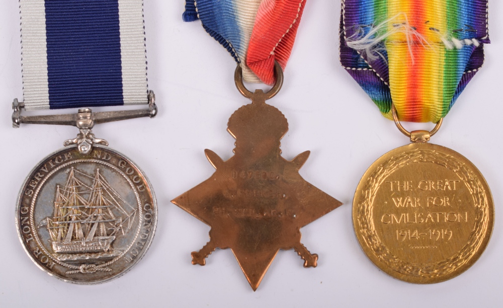 Edward VII Royal Navy Long Service Good Conduct Medal Group of Three HMS Hotspur - Image 6 of 7