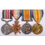 Great War Military Medal Group of Four 7th Battalion Queens West Surrey Regiment