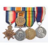 British WW1 Royal Naval Fleet Reserve Long Service Medal Group of Four, Served on HMS Chester at the