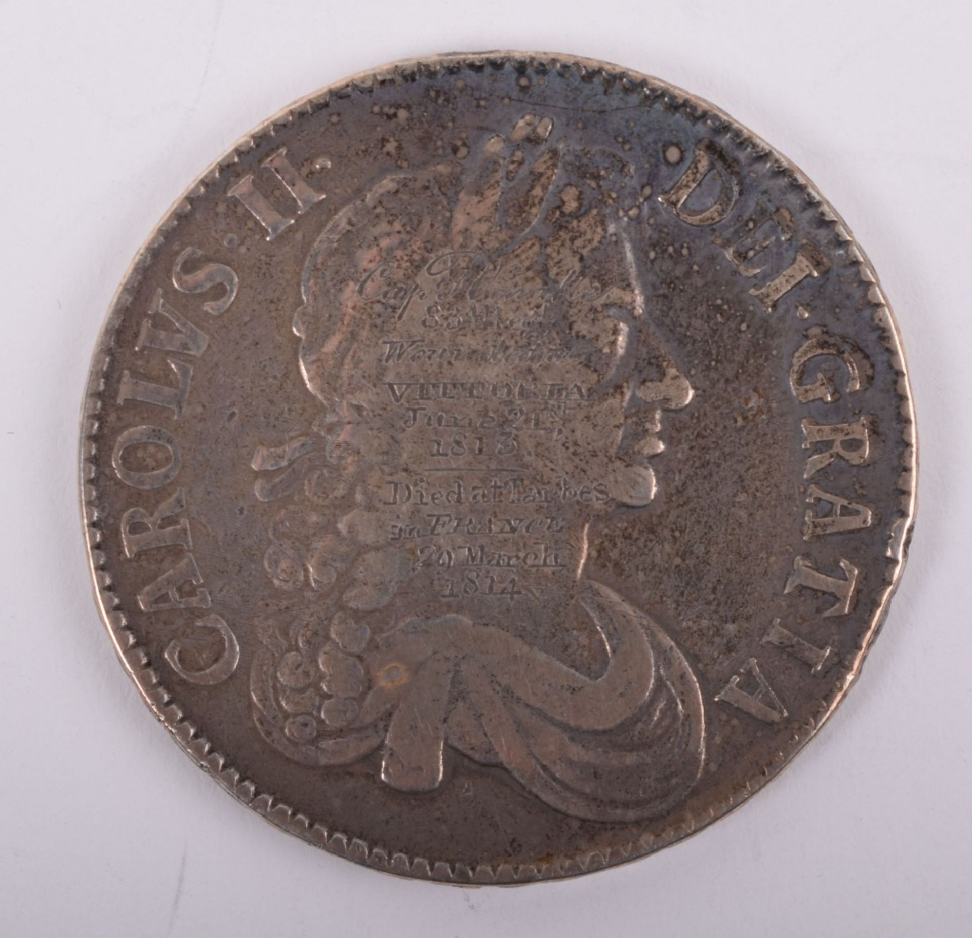 Charles II 1671 Crown Engraved to Captain J Venable 83rd (County of Dublin) Regiment of Foot
