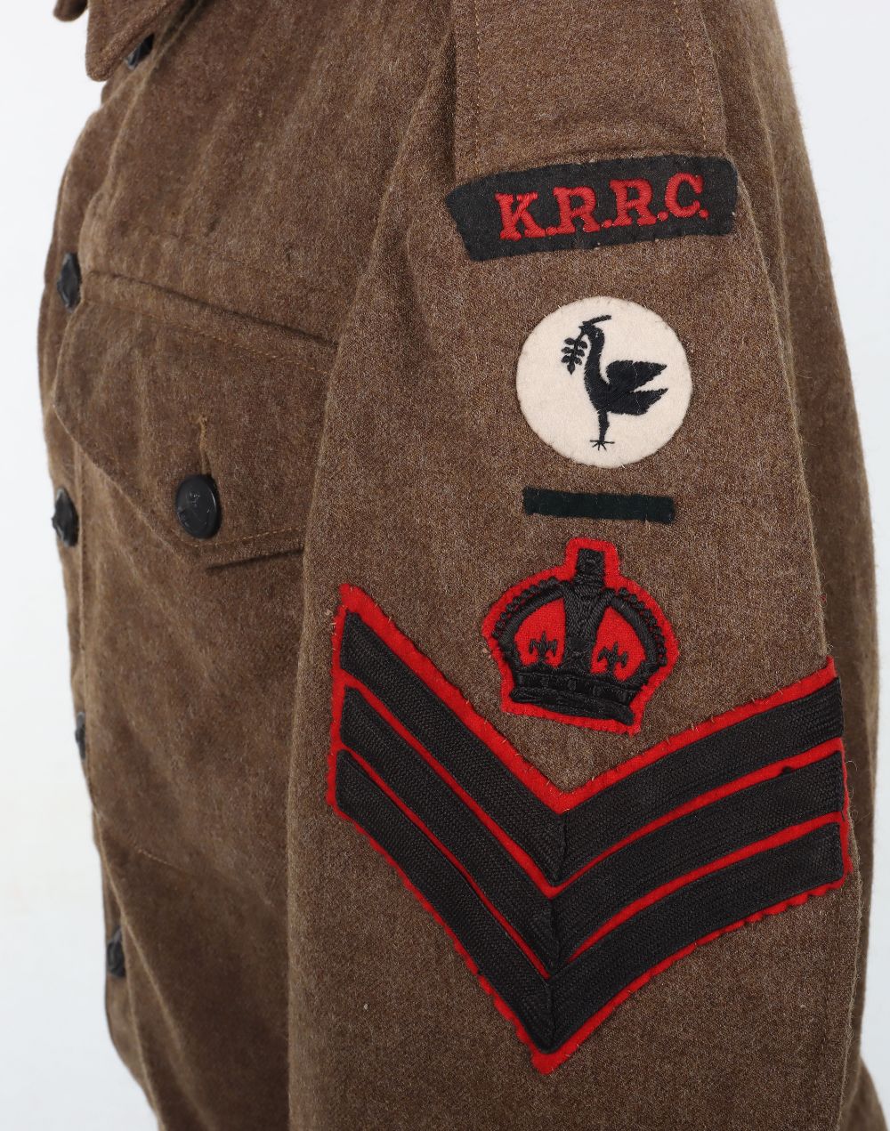 WW2 Kings Royal Rifle Corps 23rd Armoured Brigade Colour Sergeants Battle Dress Blouse - Image 3 of 14