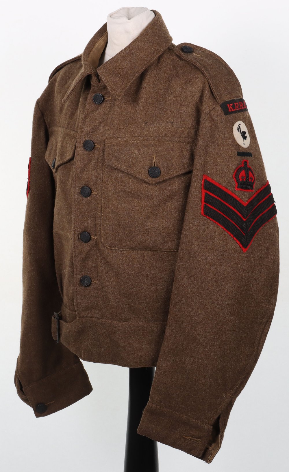 WW2 Kings Royal Rifle Corps 23rd Armoured Brigade Colour Sergeants Battle Dress Blouse - Image 2 of 14