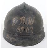 Great War Souvenired Adrian Pattern Helmet of the American Field Service