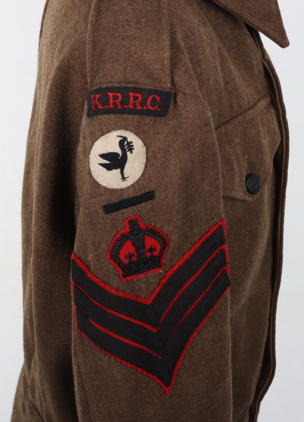WW2 Kings Royal Rifle Corps 23rd Armoured Brigade Colour Sergeants Battle Dress Blouse - Image 5 of 14