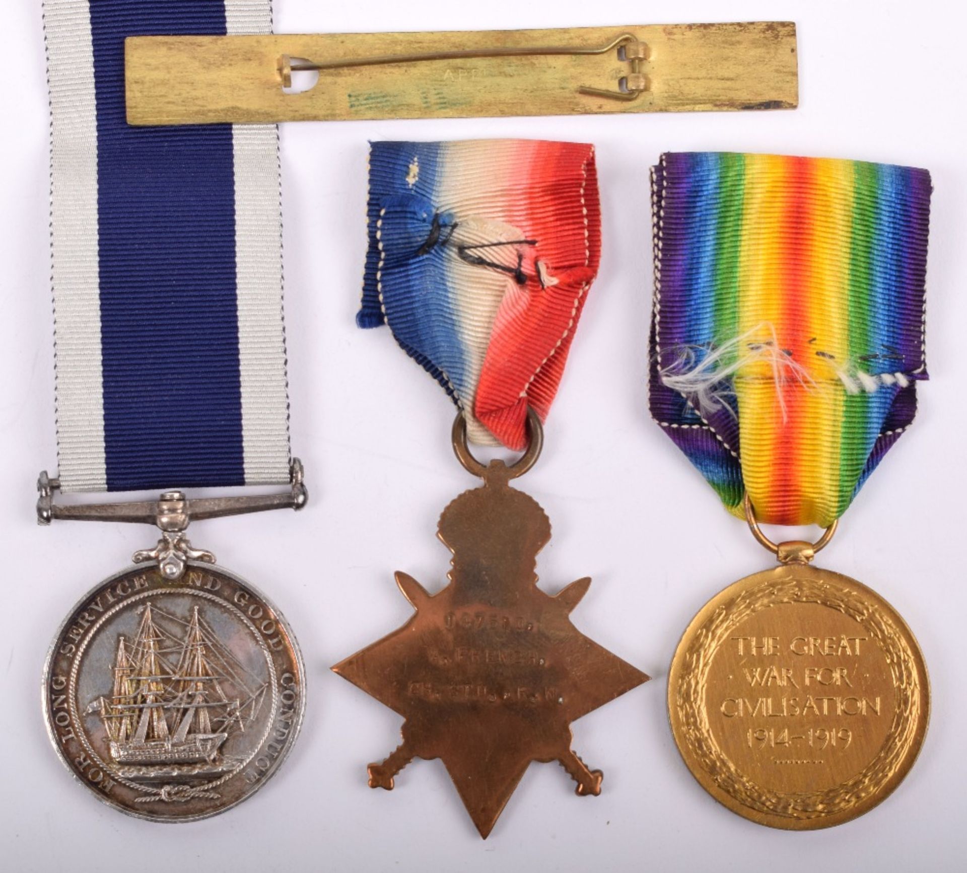 Edward VII Royal Navy Long Service Good Conduct Medal Group of Three HMS Hotspur - Image 5 of 7