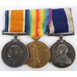 Great War Medal Pair and Naval Long Service Group of Three