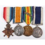 WW1 Royal Navy Long Service Good Conduct Medal Group of Four HMS Hecla
