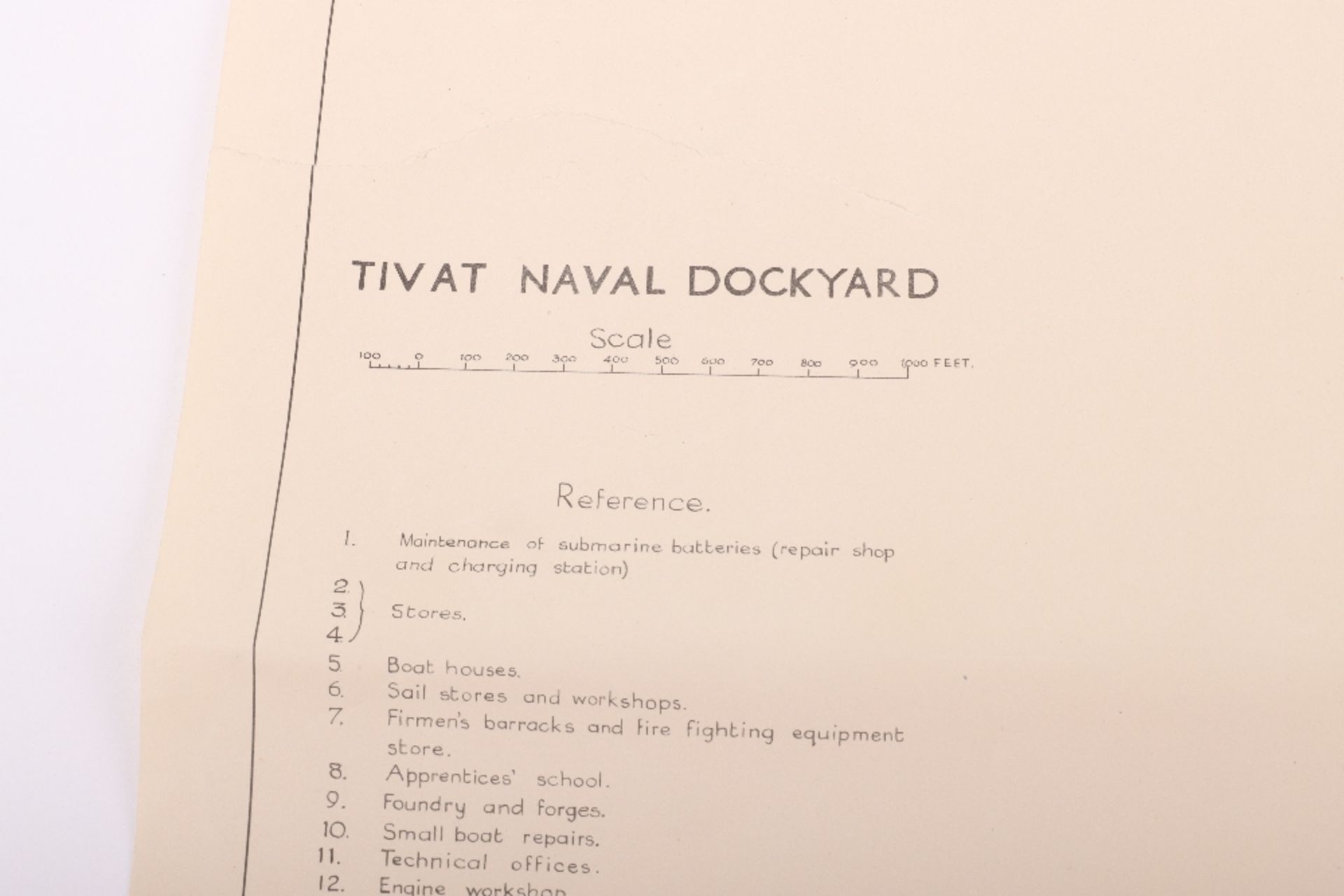 Map Tivat Naval Dockyard (in Zeljanoyo Bay)scale 1 inch to 250 feet. War Office 1943 - Bild 2 aus 2