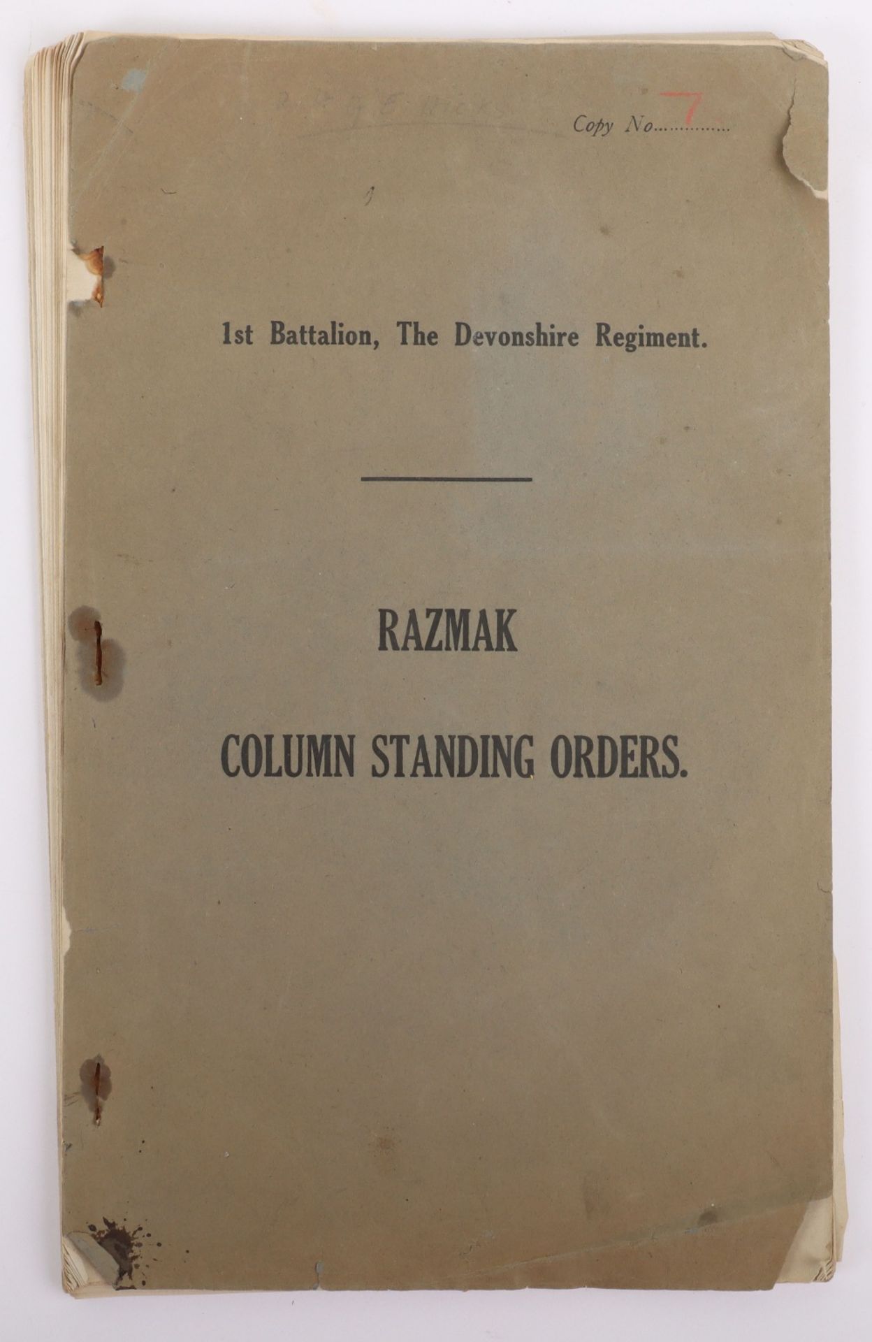 Razmak Column Standing Orders 1st Battalion The Devonshire Regiment c.1934 - Image 2 of 6