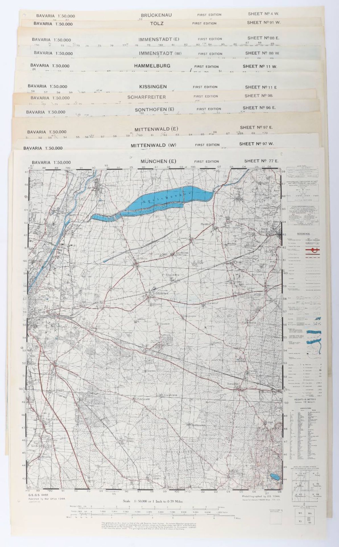 Maps GSGS 4492 1st Editions. Bavaria 1944 etc - Bild 2 aus 4