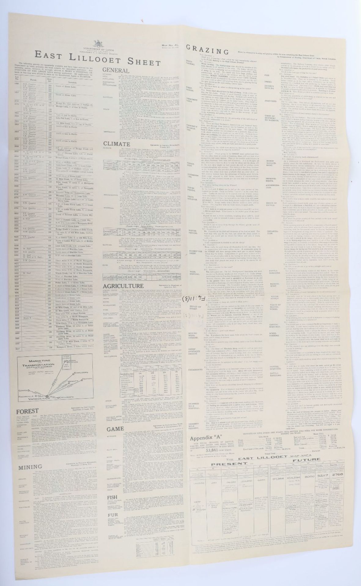 East Lillooet Sheet, Department of Lands, British Columbia, Jan 4th 1926 Large coloured map - Bild 2 aus 2