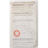 International Travelling Pass (Certificate international de Route) Issued August 1911 for Triumph Mo