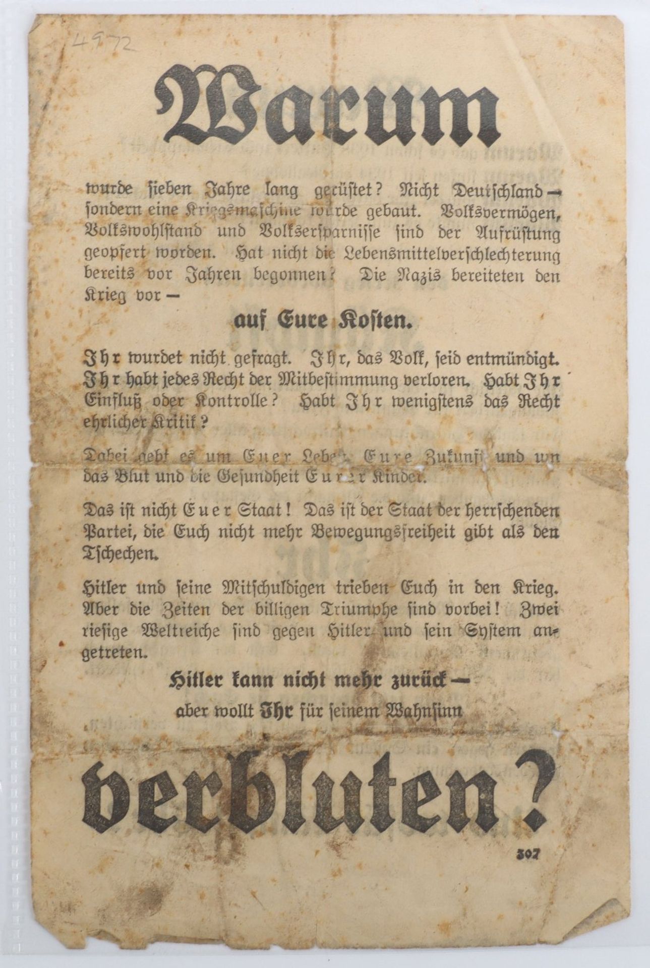 Another Collection of Rare and Interesting Mainly WWII Propaganda Leaflets - Bild 22 aus 30