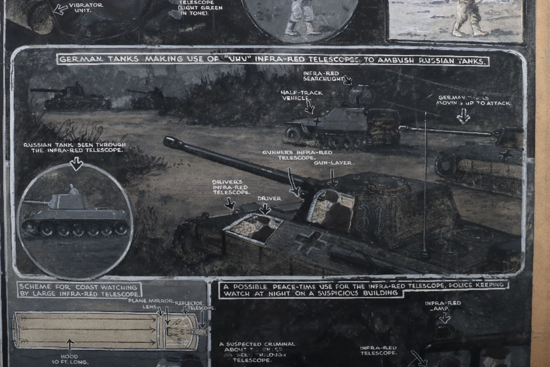 Original Artwork by G.H.Davis Illustrating the Infra-Red Technology used by the Germans at the end o - Image 3 of 3