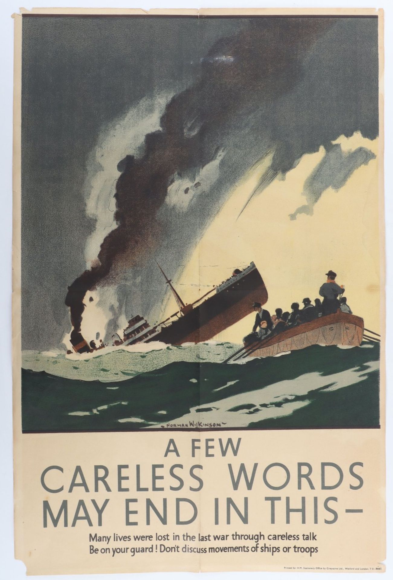 Original WWII Poster "A Few Careless Words May End In This…