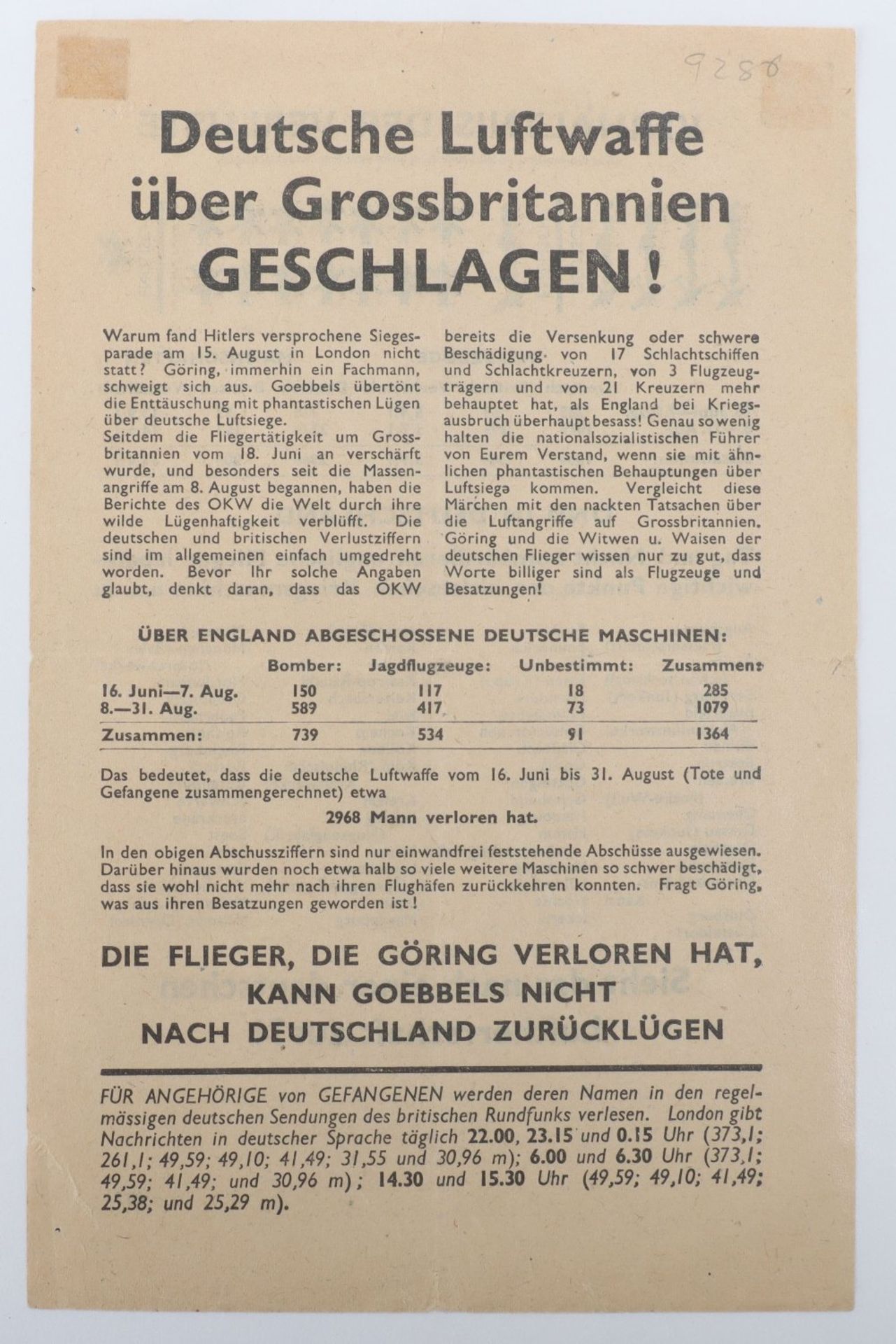 Another Collection of Rare and Interesting Mainly WWII Propaganda Leaflets - Bild 28 aus 30