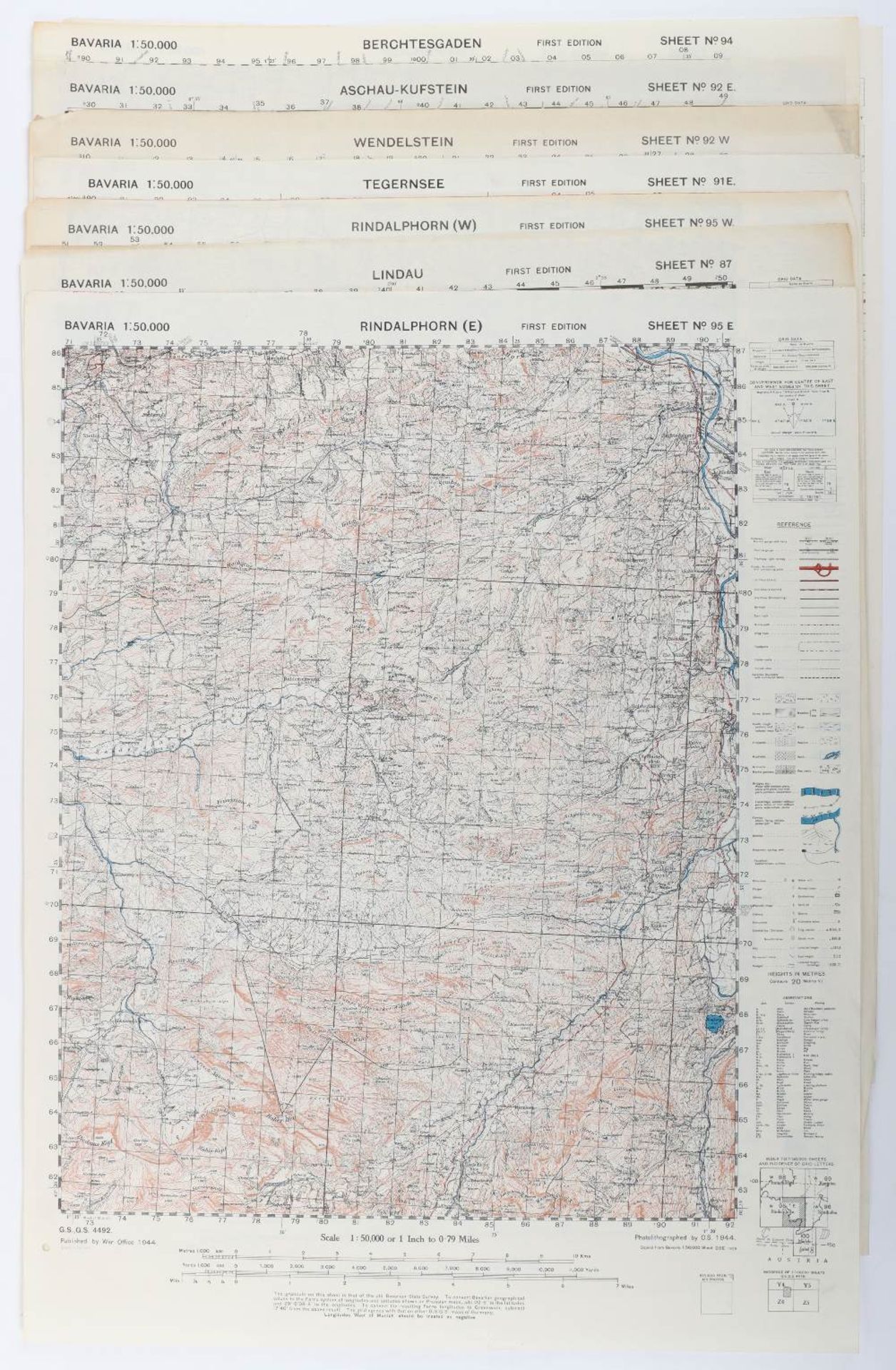 Maps GSGS 4492 1st Editions. Bavaria 1944 etc - Bild 4 aus 4