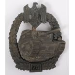 Very Rare German Army / Waffen-SS Panzer Assault Badge for 75 Engagements by Joseph Felix & Sohne (J