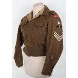 1942 Dated Battle Dress Blouse of Sergeant in Bedfordshire & Hertfordshire Regiment 1st Infantry Div