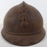 Rare WW1 French Foreign Legion (Legion Etrangere) Troops M-15 Adrian Steel Helmet