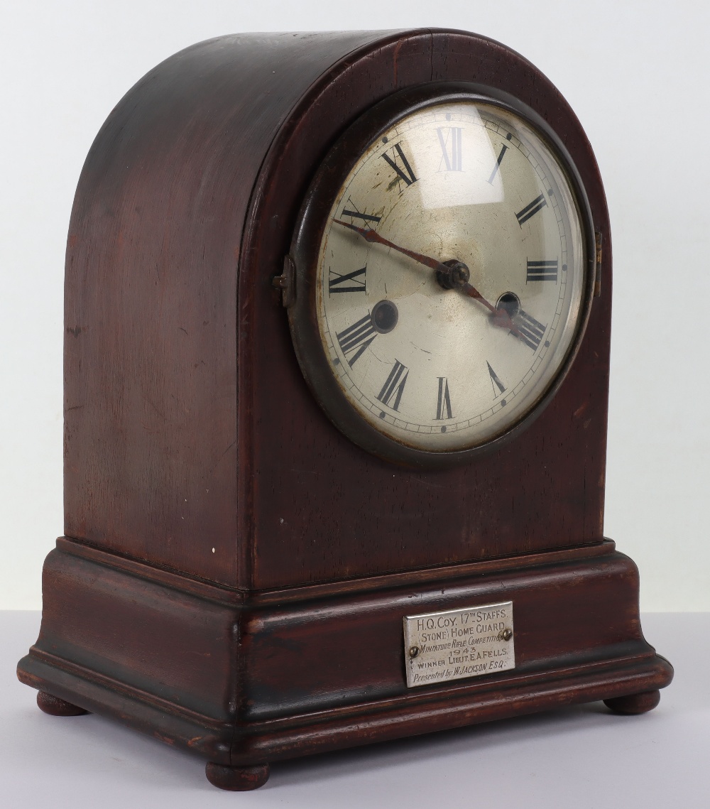 WW2 Staffordshire Home Guard Presentation Mantle Clock - Image 5 of 8