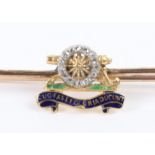 9ct Gold and Diamond Sweetheart Brooch of the Royal Artillery