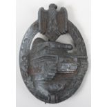 Scarce WW2 German Army / Waffen-SS Panzer Assault Badge in Bronze by Hymmen & Co