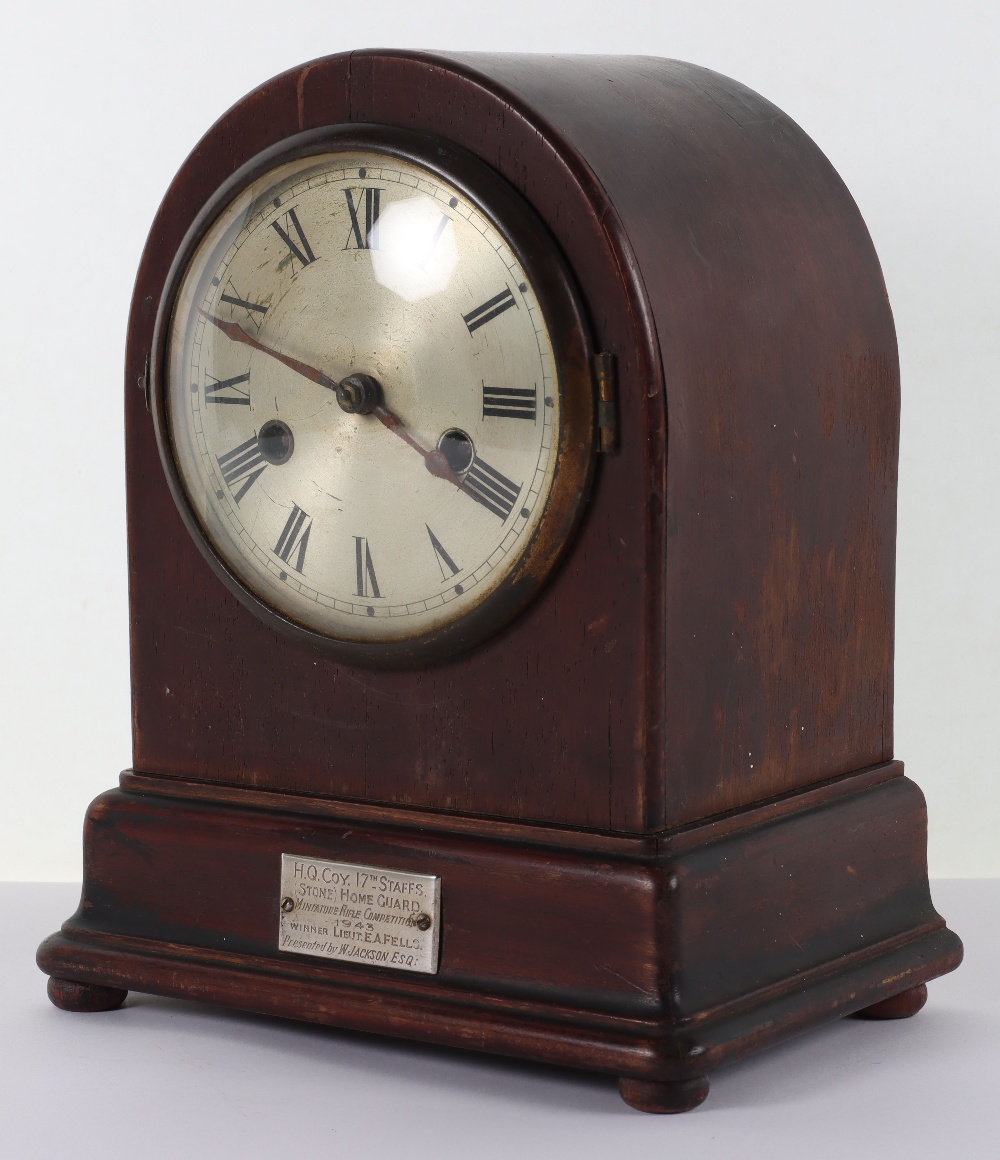 WW2 Staffordshire Home Guard Presentation Mantle Clock - Image 4 of 8