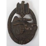 WW2 German Army / Waffen-SS Panzer Assault Badge in Bronze by Karl Wurster