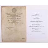 Original Royal Humane Society Mounted Presentation Parchment Certificate