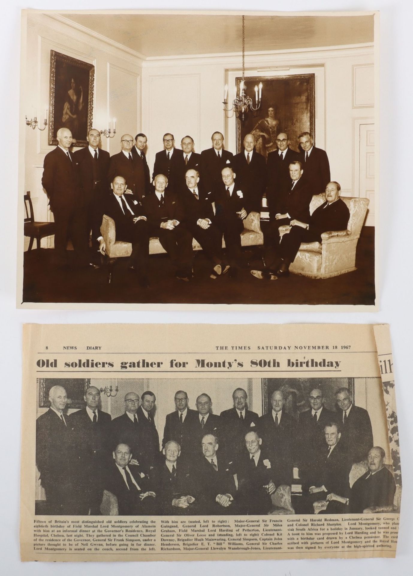 Important Original Photograph of "Old Soldier's gather for Monty's 80th Birthday" November 1967