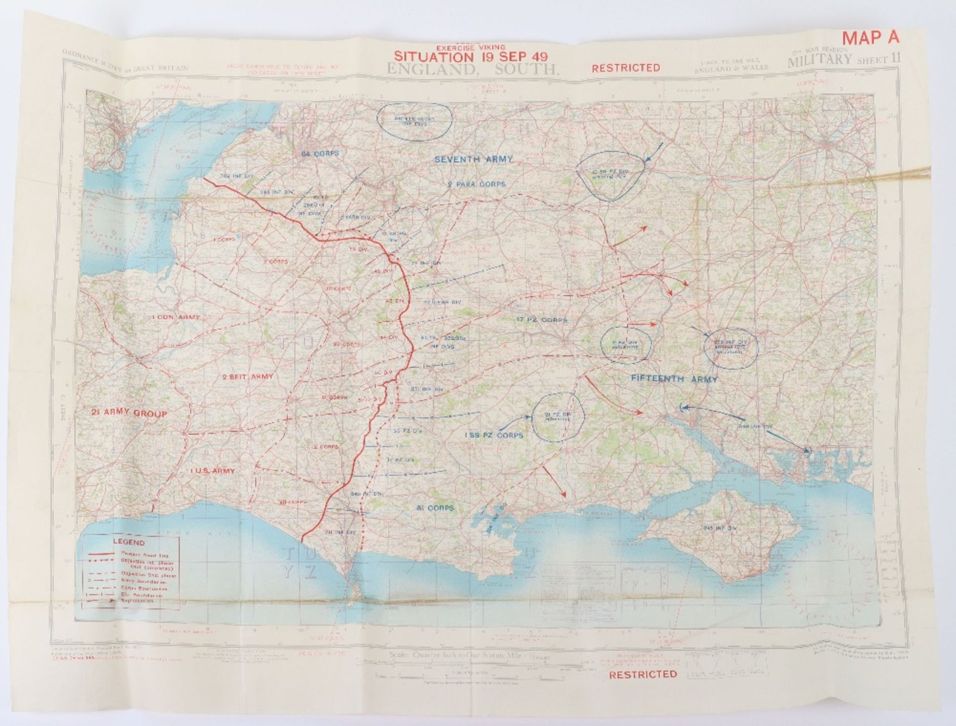 Interesting Maps for Exercise Viking, 23 Corps, Simulation of a German invasion of the UK