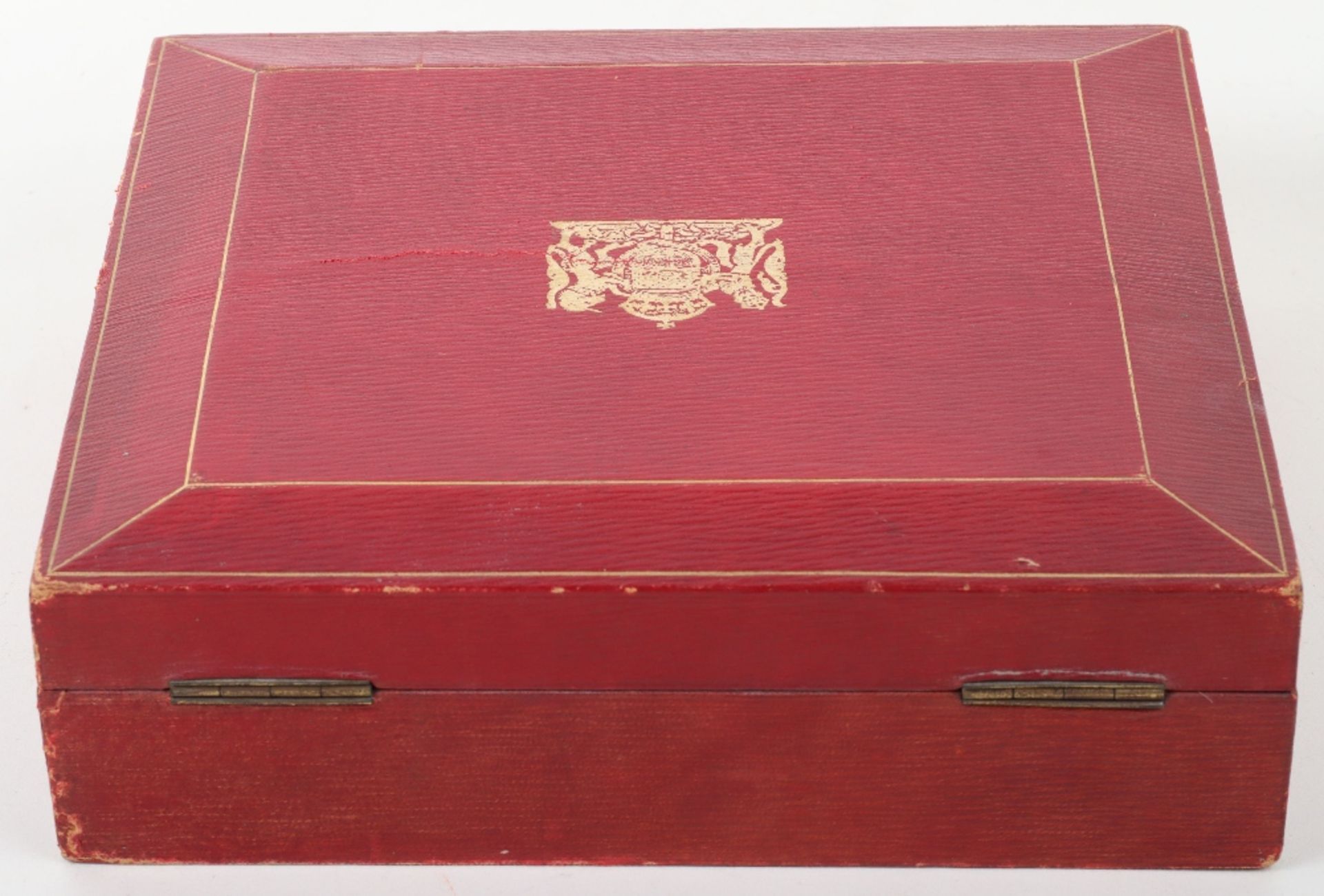 A 20th century Morocco leather red Government despatch box - Image 6 of 9