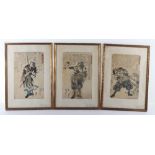 Three 19th century Japanese woodblock prints of the Forty Seven Ronins