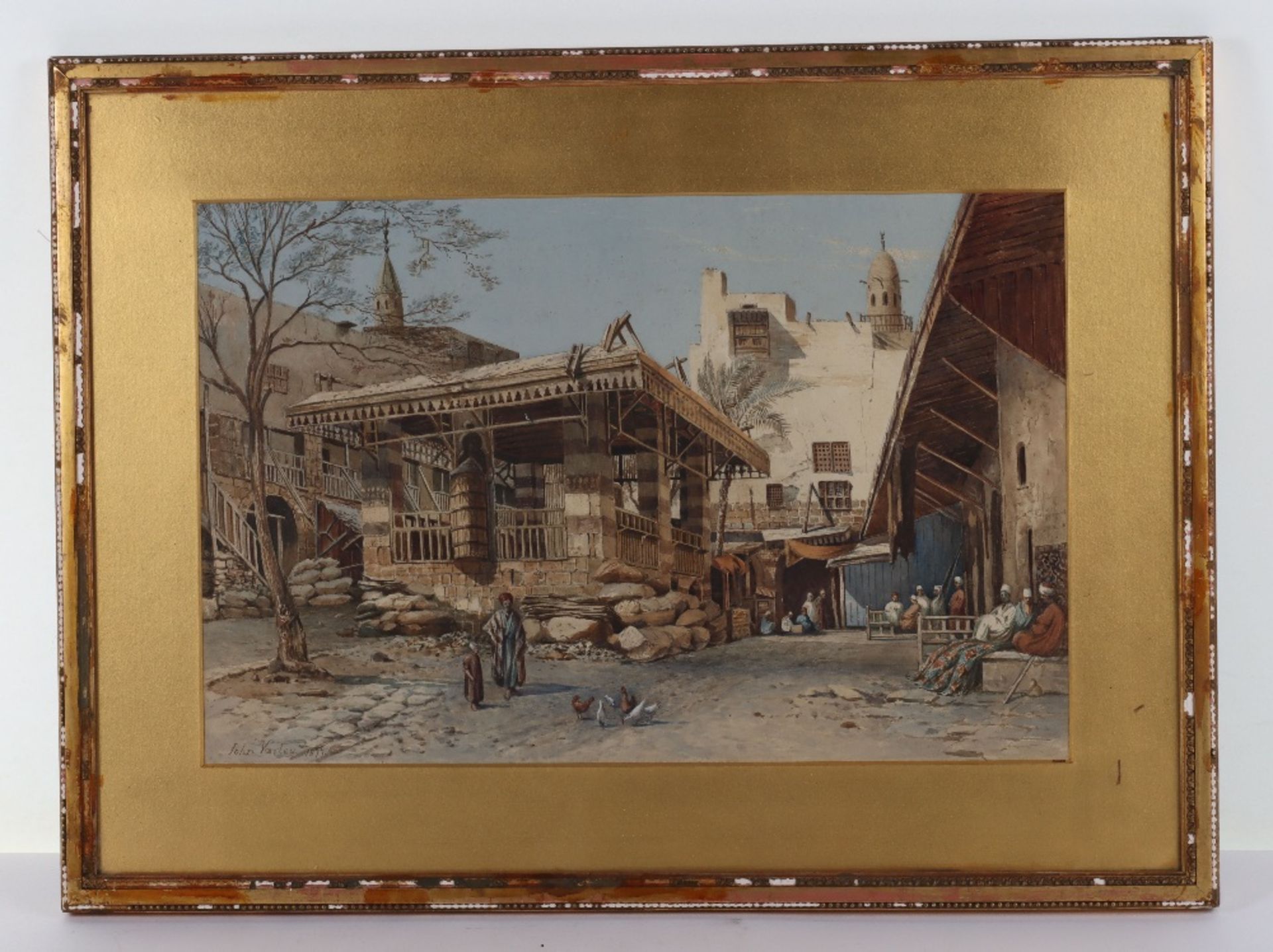 John Varley (1850-1933), watercolour, Arab street scene