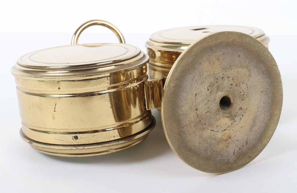 A late 19th century brass desk combination barometer and clock - Bild 5 aus 7