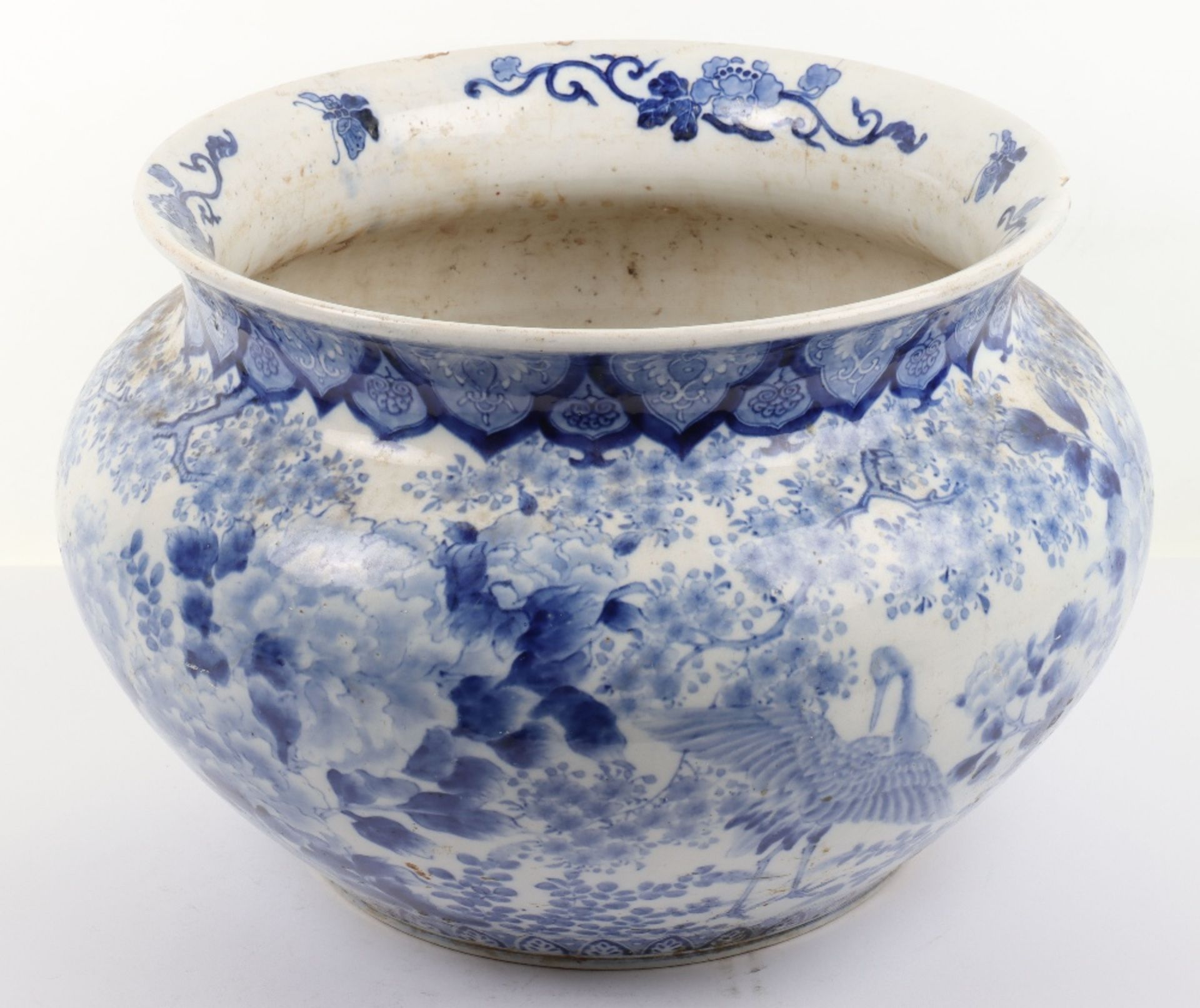 A Chinese blue & white fish bowl / jardiniere, unmarked - Image 2 of 14