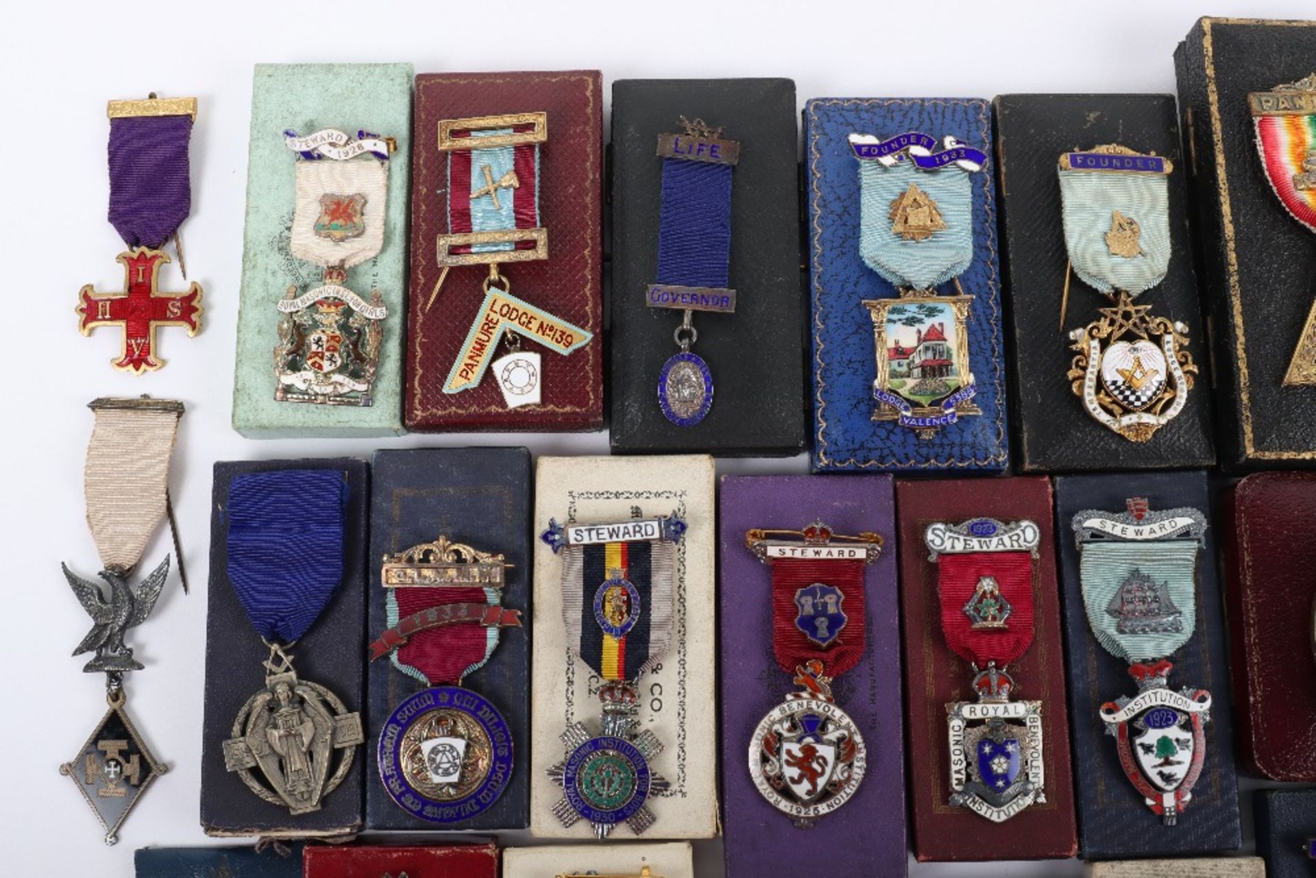 A large quantity of silver and silver and enamel Masonic medals - Image 2 of 6