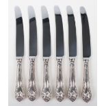 A set of six silver handle dinner knives, Sheffield 1995