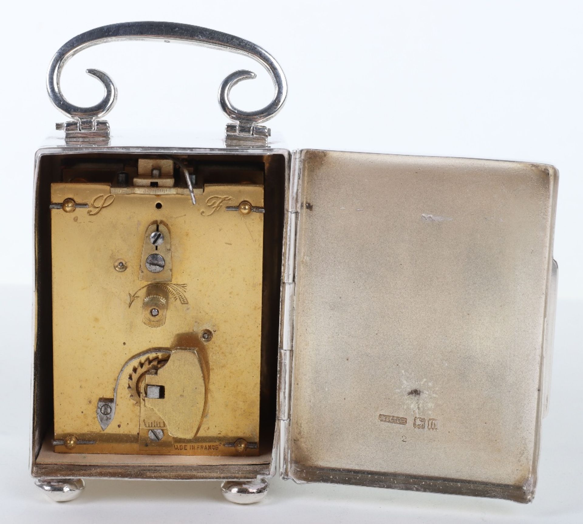 An Edwardian silver carriage clock, Mojon & Co Ltd, London 1907 - Bild 6 aus 10