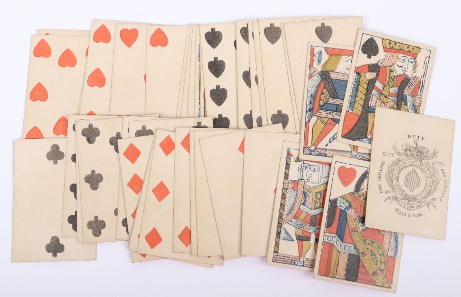 Early 19th century printed playing card set, Hall & Son