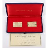 Two 18ct Sir Winston Churchill Stamp Replica gold stamps