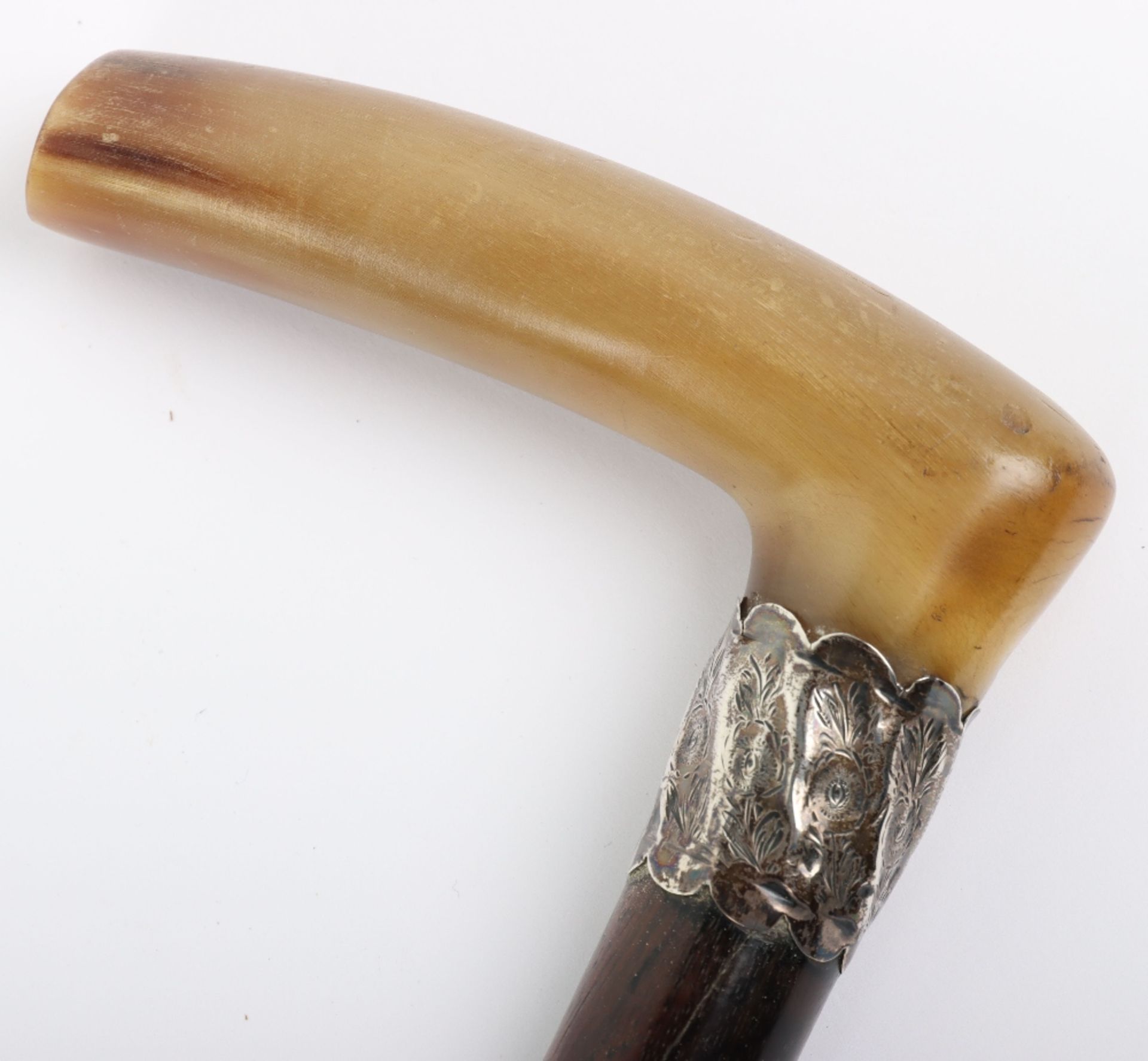 A Victorian silver banded walking stick with horn handle, Birmingham 1887 - Image 6 of 10
