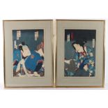 Two 19th century Japanese woodblock prints, in the style of Kunisada