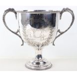 An interesting and substantial 19th century silver plated cricket trophy for the Challenge Cup 1885