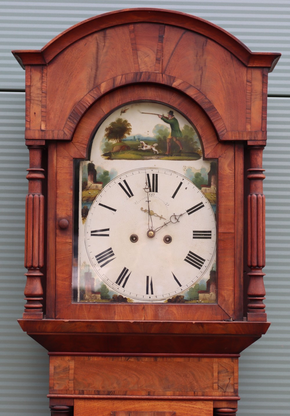 William IV mahogany and banded longcase clock with hunting scene - Bild 2 aus 16