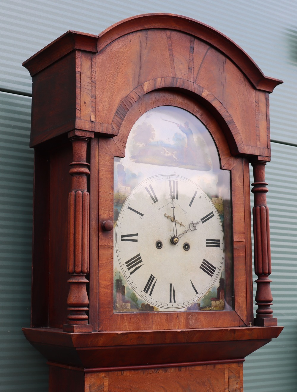 William IV mahogany and banded longcase clock with hunting scene - Bild 8 aus 16