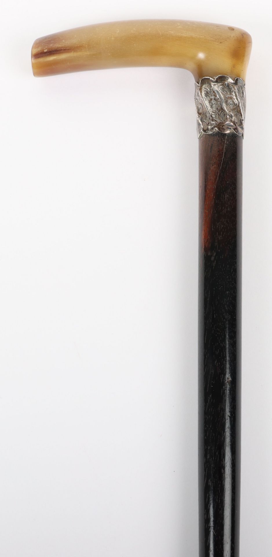 A Victorian silver banded walking stick with horn handle, Birmingham 1887 - Image 3 of 10