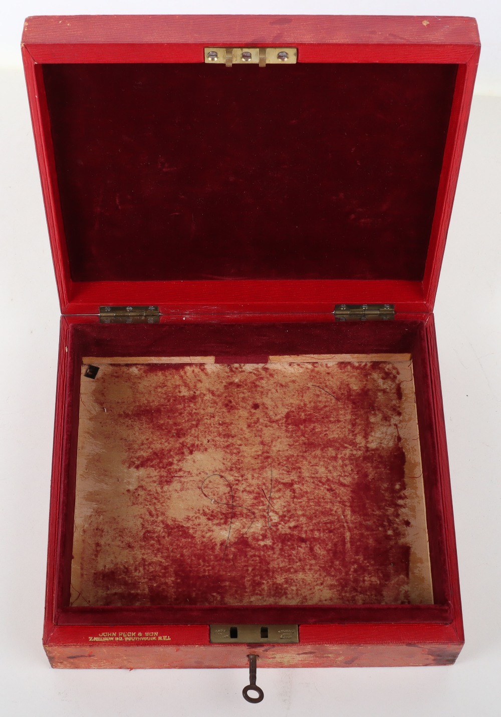 A 20th century Morocco leather red Government despatch box - Image 5 of 9