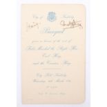 An Earl Haig signed banquet card